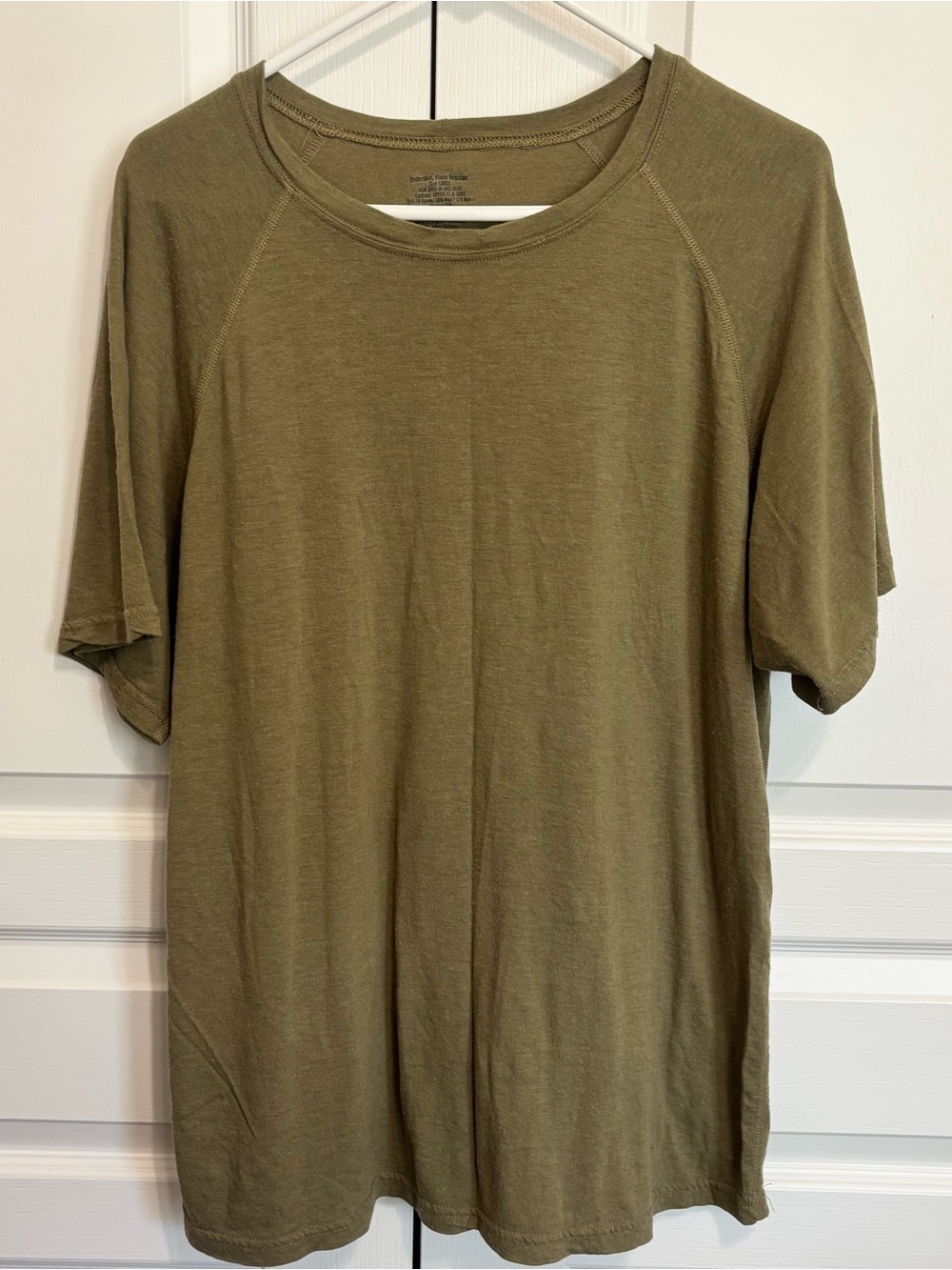 Flame Resistant Crew Neck T-Shirt - Mens Large - Wool Blend - Made in USA